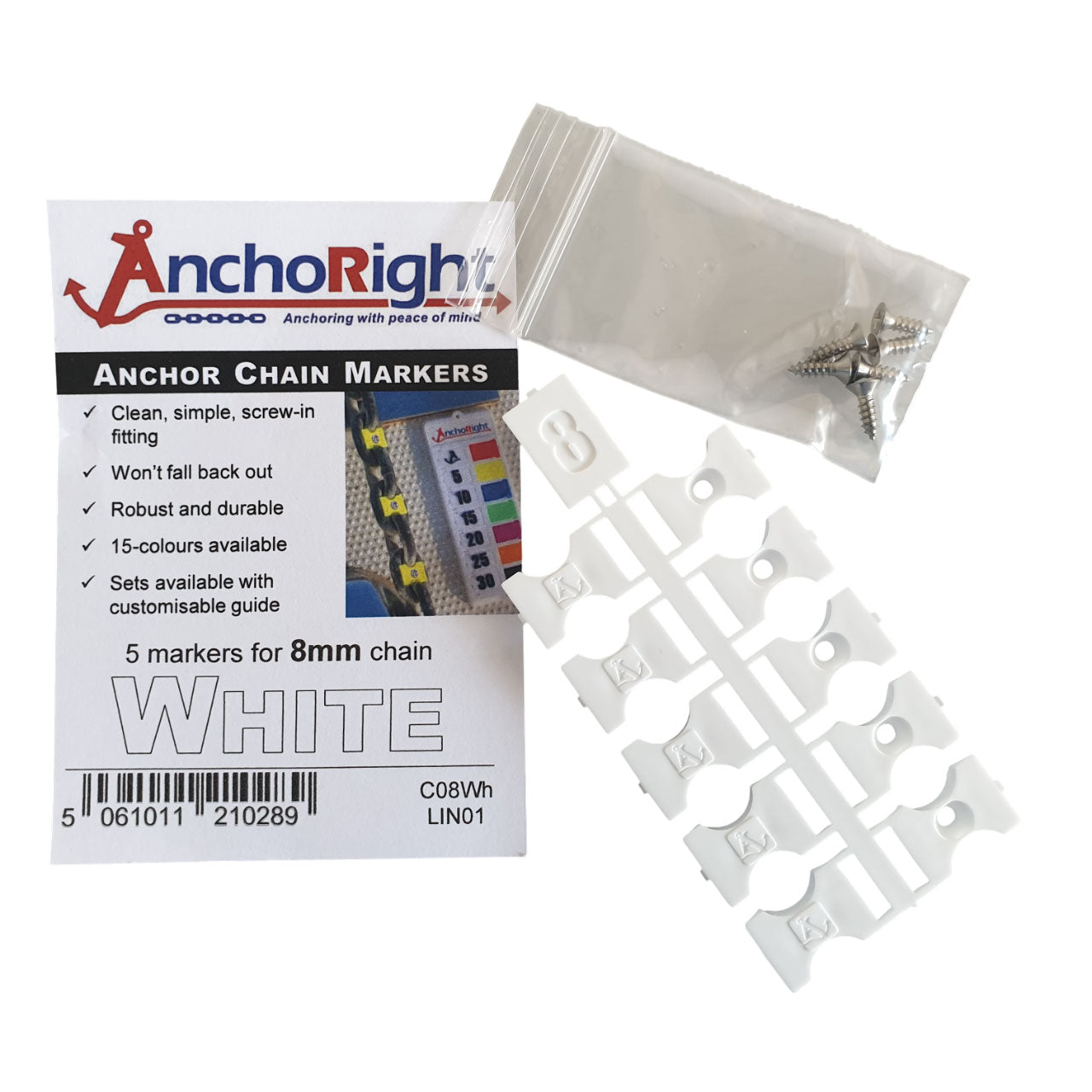 ANCHORIGHT Kettenmarkierungen - 8mm - Weiß